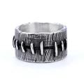 Vintage Punk-Ring mit Naht-Design in antikem Silber-Finish für einen maskulinen Look - US 7 / Antiksilber