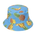 Sky blue fisherman hat featuring all-over realistic pineapple print for summer sun protection - Style O - Pineapple on Blue