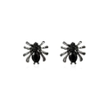 Spider stud earrings with black gemstones in dark metal finish for Halloween costume - 12 Small Spider Style