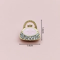 Pink enamel mini handbag charm with gold plating and sparkling rhinestones 1.4cm - 2890 Pink Rhinestone Bag