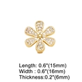 Macro detail of 18K gold plated floral charm with sparkling cubic zirconia stones 15x16mm - Zirconia Flower Slider