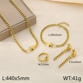 Goldschmuckset mit Schlangen-Motiv, grobe Kette, Halskette, Armband, Ring und Ohrringe - Einheitsgröße Ring / Gold mit schwarzem Auge