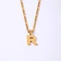 Collana a catena Figaro in acciaio inossidabile dorato con ciondolo lettera R - Lettera R / Oro