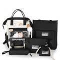 Black and white 5-piece nylon school backpack set for students with multiple accessories - 9034 Black