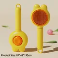 Mango yellow pet self-cleaning grooming brush with cute animal ears and orange accents - Rabbit Ear Deshedding Comb / Yellow