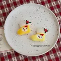Set of two yellow Christmas boot plush hair clips with cute bear and Santa hat - Yellow Sock (1 Piece)