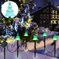 Solar powered Christmas tree garden stake lights with 5 green LED decorative heads - Blow Molded Christmas Tree Battery Box (5-in-1 Green Light)