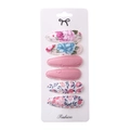 Set of 6 sweet floral embroidery fabric snap hair clips for kids in pink and blue - Pattern 8 Pink Blue Mixed Floral (6Pcs Set)