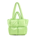 Borsa tote imbottita verde acceso in nylon con grande motivo a griglia trapuntata - Verde
