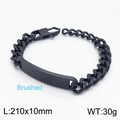 Matzwarte herenarmband van geborsteld roestvrij staal met rechthoekig ID-plaatje - Stijl A Zwart (KB148615-KLHQ)