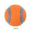 High-elasticity orange pet toy ball with blue lines in large size and textured surface - Large 6.5cm 2-Stripe Orange Ball