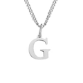 Collar clásico de acero inoxidable plateado con colgante de letra G en estilo serif - Letra G (Plateado)