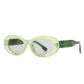 Gafas de sol ovaladas retro con montura verde y patillas con efecto mármol - C13 Verde Claro/Gris Claro
