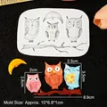Stampo 3D in silicone con gufi, luna e ramo per decorazioni di torte e cioccolato - Grigio