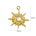 Polished 14K gold starburst pendant with clear zircon, size 12mm by 10mm detail - 7089 Star With Zirconia