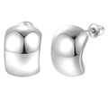 Polished silver teardrop stud earrings in minimalist CCB style with mirror finish - Silver Irregular Arc