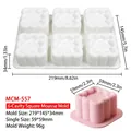 6-cavity square silicone mousse mold for chocolate and cake making in white - 6-Cavity Groove Square MCM-557