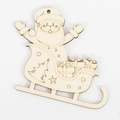 DIY unfinished wood Santa on sleigh Christmas ornament with laser-cut details - Santa on Sleigh (8) / 10 Pieces Pack