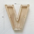 Letter V oak wood piggy bank with transparent acrylic panel and gold screws, 18cm size - Letter V