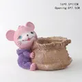 Maceta para suculentas de ratón con suéter morado y textura de tela de arpillera - Conejo Púrpura con Bolsa