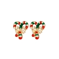 Detail of Christmas candy cane stud earrings with festive red and green enamel coating - A138-13 Colorful Candy Cane