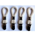 Set di 4 ganci per asciugamani in corda di cotone con clip metalliche per bagno e cucina - Texture di mais Beige