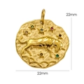 Detailed 22mm 14K gold stainless steel Taurus pendant with colorful gemstones - Taurus