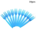 Set of 10 blue disposable plastic forks for Oktoberfest theme party table setting - Blue Plastic Fork