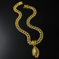 Collana hip hop a catena cubana dorata con ciondolo football americano con strass - Set di collane / Oro