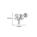 Silberner Flügel-Herz-Ohrstecker mit weißem Zirkon und 0,65cm Größenangabe im Detail - Flügel Herz (2#) / Silber