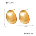 Matte gold bean-shaped geometric earrings, 3.3cm copper stud earrings with brushed finish - Large Oval Style / 3.3x2.4cm / Gold