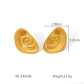 Detailed view of 18K gold titanium steel spiral conch earrings with size measurements - Conch Texture Style (HC-E10166)