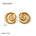 Minimalist 18k gold plated stainless steel spiral earrings with central crystal stone - Spiral Zircon / Gold (Spiral Zircon)