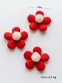 Drei rot-weiße Filzblumen-Verzierungen für DIY-Weihnachtskränze und Haarschmuck - 3 Stk. Rote Blumen
