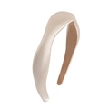 Beige satin padded headband with soft velvet lining for high cranial top fashion - Satin Champagne