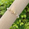 Elegant 18K gold-plated bow pearl bracelet with sparkling pavé crystals for women - Gold Pave Bowknot Style