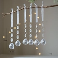 6-piece set of Nordic crystal Christmas tree ornaments with faceted spheres and ribbons - Transparent Style E 6 Pcs