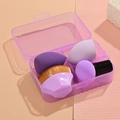 Purple makeup sponge set with magic foundation brush and blender in storage case - 2 Sponges + Mushroom Puff + No.55 Brush [Purple]