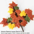 Artificial Autumn Oriental Plane Tree Leaves 73cm length with 15 leaves per branch - Autumn Color Sycamore Leaf