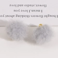 Handmade grey plush yarn ball pendant with fine glitter and gold metal hanging loop - Dark Gray