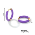 Detail view of purple enamel gold hoops with 1.7cm diameter and 0.3cm width - Purple