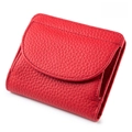 Portafoglio slim da donna in pelle rossa a grana con protezione antifurto RFID - Rosso Cina