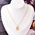 Elegant gold heart pendant necklace with white mother of pearl inlay and crystal accents - Heart Shape Zirconia Necklace