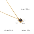 Detailansicht einer 45,1 cm Gold-Edelstahlkette mit blauem 1 cm runden Anhänger - Blauer Anhänger Stil (HC-N40032-BL)