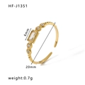 18K vergoldeter Edelstahlring mit gedrehtem Design und 6mm rechteckigem Kristall - Einstellbar Offen / Gold