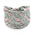 Bohemian light cyan elastic headband featuring realistic pink rose floral patterns - EU 42