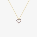 Elegant s925 silver necklace with golden chain and heart pendant in purple crystals - 925 Silver / Purple Stone