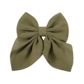Olive green floral oversized bow hair clip with textured fabric and duckbill clip style - Olive Green Style (3)