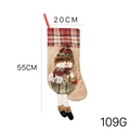 Knitted Christmas stocking with 3D snowman, red plaid cuff, 55cm large gift bag - Plaid Snowman Christmas Stocking