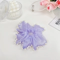 Elegant purple mesh scrunchie with pearl trim in a minimalist aesthetic hair tie style - Pearl Purple